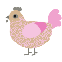 A beige and pink chicken with a double-lace pattern