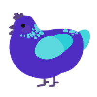 A indigo and aqua chicken with a neck-speckle pattern
