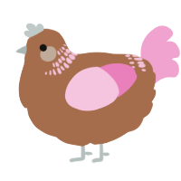 A brown and pink chicken with a neck-band pattern