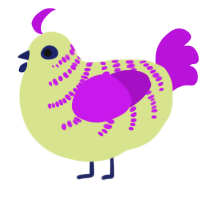 A lemon and amethyst chicken with a half-bar pattern