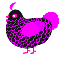 A black and amethyst chicken with a lace pattern