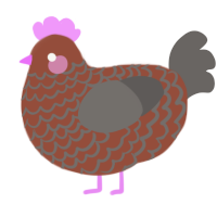 A russet and grey chicken with a lace pattern