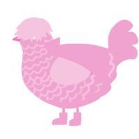 A pink chicken with a lace pattern