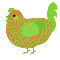 A gold and grass chicken with a lace pattern