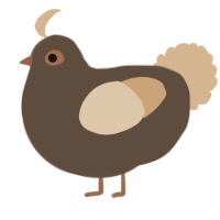 A bark and beige chicken