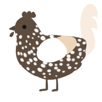 A bark and cream chicken with a speckle pattern