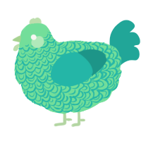 A spring and turquoise chicken with a double-lace pattern