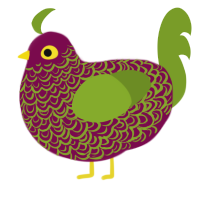 A wine and chartreuse chicken with a double-lace pattern