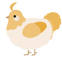 A cream and honey chicken with a head pattern