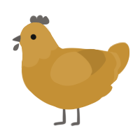 A gold chicken with a head pattern