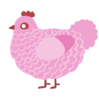 A pink chicken with a lace pattern
