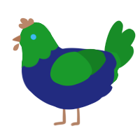 Weegie, a navy and leaf chicken with a head pattern