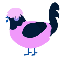 A lavender and tumblr chicken with a head pattern