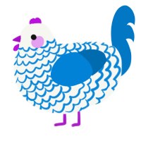 A white and sapphire chicken with a lace pattern