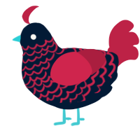A tumblr and crimson chicken with a lace pattern