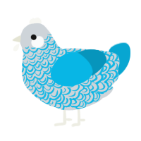 Lutz, a mist and cerulean chicken with a double-lace pattern