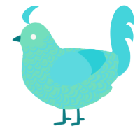 A mint and aqua chicken with a double-lace pattern