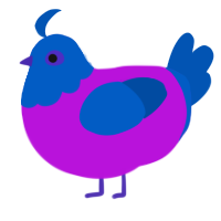 A amethyst and ultramarine chicken with a head pattern