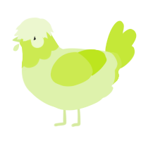 A apple and lime chicken with a head pattern