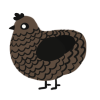 A bark and black chicken with a lace pattern