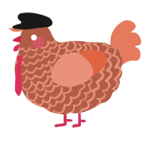 A russet and vermilion chicken with a lace pattern