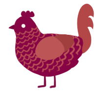 A maroon and red chicken with a lace pattern