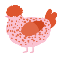 A rose and vermilion chicken with a speckle pattern
