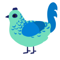 A mint and sapphire chicken with a half-lace pattern
