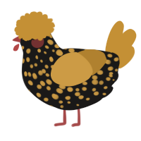 A sable and gold chicken with a speckle pattern