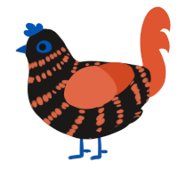 A sable and vermilion chicken with a bar pattern