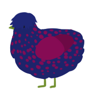 A navy and wine chicken with a speckle pattern