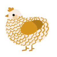 A cream and ochre chicken with a lace pattern