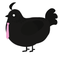 A sable and black chicken with a neck-speckle pattern