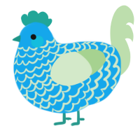 A sky and gluppy chicken with a lace pattern