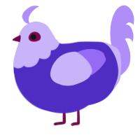 A indigo and lilac chicken with a head pattern