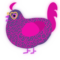 A overcast and fuchsia chicken with a double-lace pattern