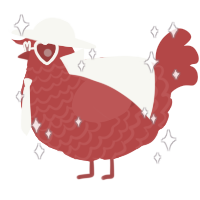 A red chicken with a lace pattern