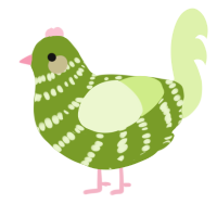 glade, a chartreuse and apple chicken with a bar pattern