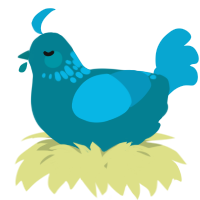 A sea and cerulean chicken with a neck-speckle pattern