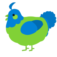A grass and sapphire chicken with a head pattern