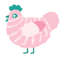 A rose chicken with a bar pattern