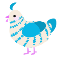 A cream and cerulean chicken with a bar pattern