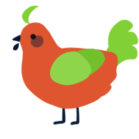 A vermilion and grass chicken