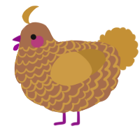 A brown and gold chicken with a lace pattern