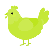 A lime chicken with a head pattern