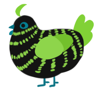 Monster Energy, a black and grass chicken with a bar pattern