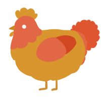 A orange and vermilion chicken with a head pattern