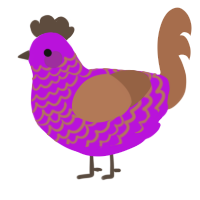A amethyst and brown chicken with a lace pattern