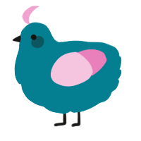 A sea and pink chicken