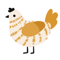 A cream and orange chicken with a bar pattern
